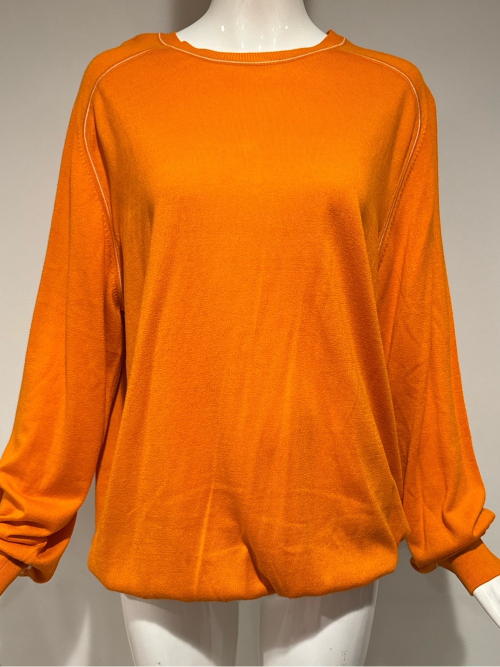Bugatchi Uomo XL Silk Cashmere Blend Crewneck Sweater Orange Luxury Knit